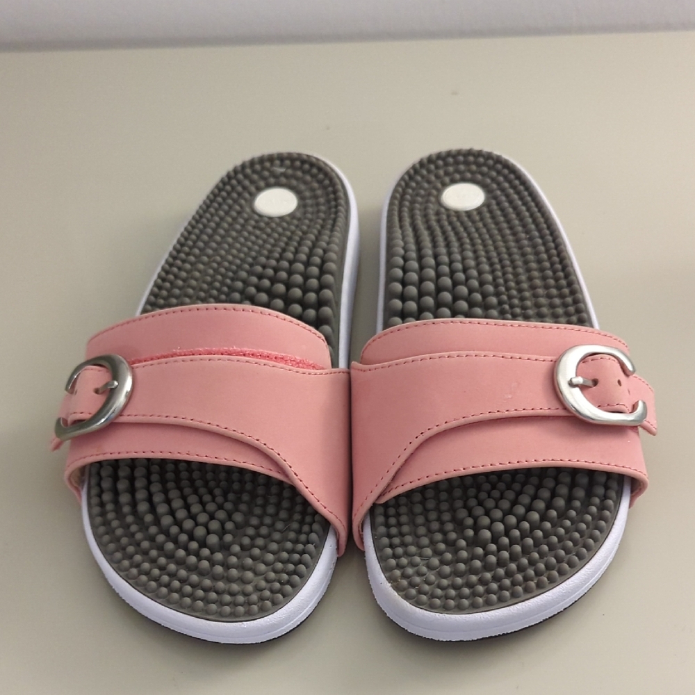Pink and Gray Sporty Sandals with Massage Footbed